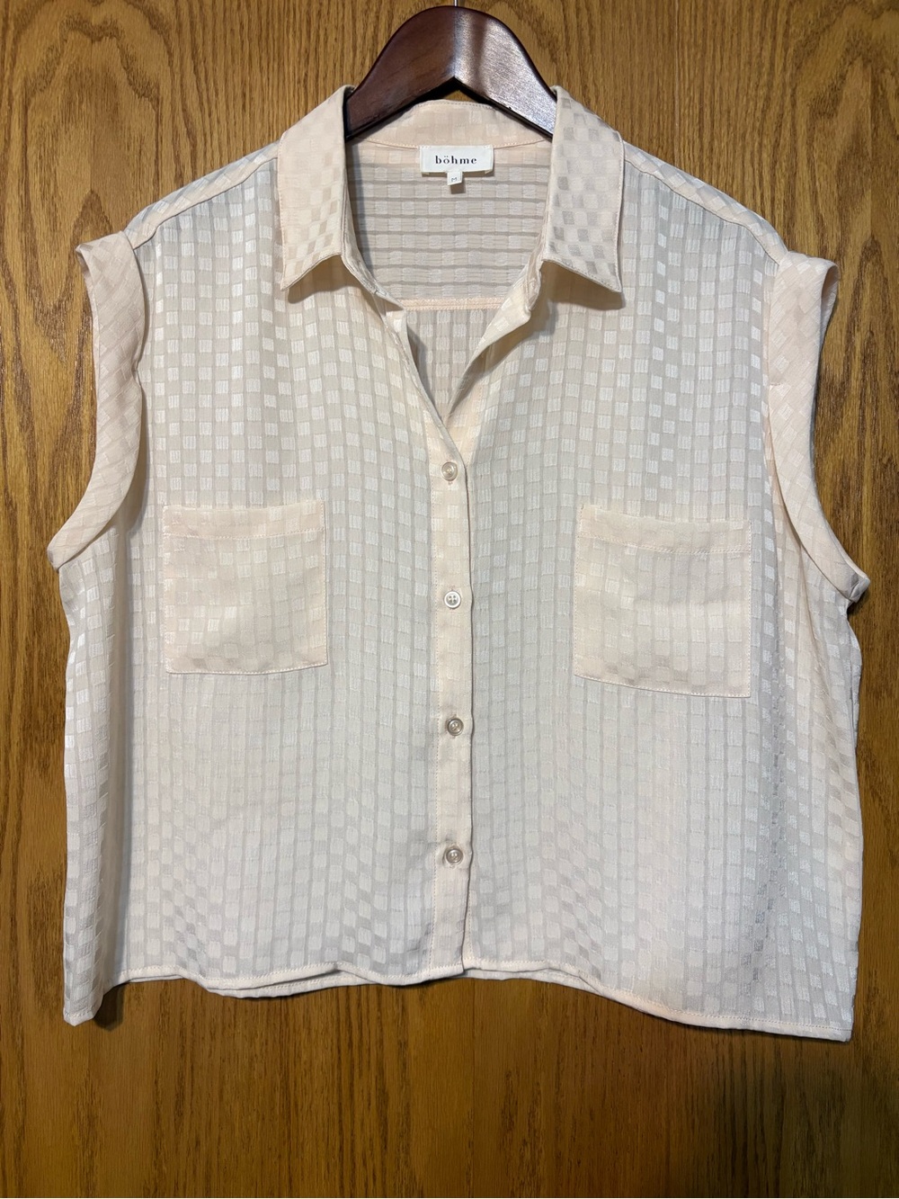 Böhme Luka Checkered Sleeveless Button Up Blouse - Off-White / Cream